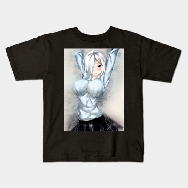 Hamakaze Anime Watercolor Kids T-Shirt by Isamu Studio